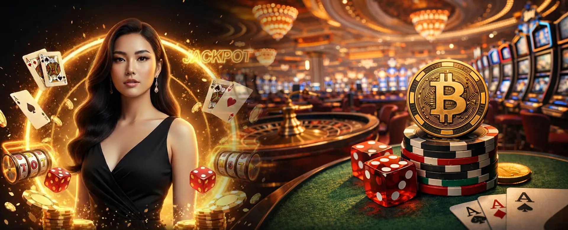 Dynamic online casino background with gaming elements